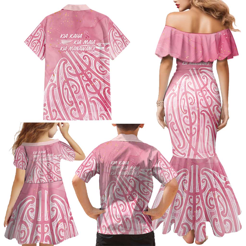 Breast Cancer Awareness Maori Family Matching Mermaid Dress and Hawaiian Shirt Kia Kaha Kia Maia Kia Manawanui - Aussie Hoodie