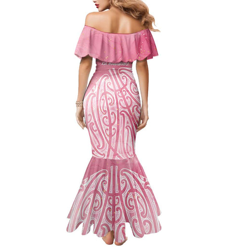 Breast Cancer Awareness Maori Family Matching Mermaid Dress and Hawaiian Shirt Kia Kaha Kia Maia Kia Manawanui - Aussie Hoodie