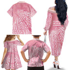 Breast Cancer Awareness Maori Family Matching Off The Shoulder Long Sleeve Dress and Hawaiian Shirt Kia Kaha Kia Maia Kia Manawanui - Aussie Hoodie