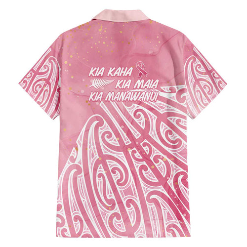 Breast Cancer Awareness Maori Family Matching Off The Shoulder Long Sleeve Dress and Hawaiian Shirt Kia Kaha Kia Maia Kia Manawanui - Aussie Hoodie