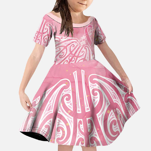 Breast Cancer Awareness Maori Family Matching Off Shoulder Maxi Dress and Hawaiian Shirt Kia Kaha Kia Maia Kia Manawanui - Aussie Hoodie