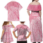 Breast Cancer Awareness Maori Family Matching Off Shoulder Maxi Dress and Hawaiian Shirt Kia Kaha Kia Maia Kia Manawanui - Aussie Hoodie