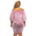 Breast Cancer Awareness Maori Family Matching Off Shoulder Short Dress and Hawaiian Shirt Kia Kaha Kia Maia Kia Manawanui - Aussie Hoodie