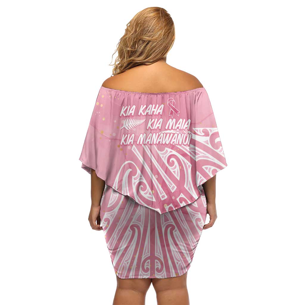 Breast Cancer Awareness Maori Family Matching Off Shoulder Short Dress and Hawaiian Shirt Kia Kaha Kia Maia Kia Manawanui - Aussie Hoodie