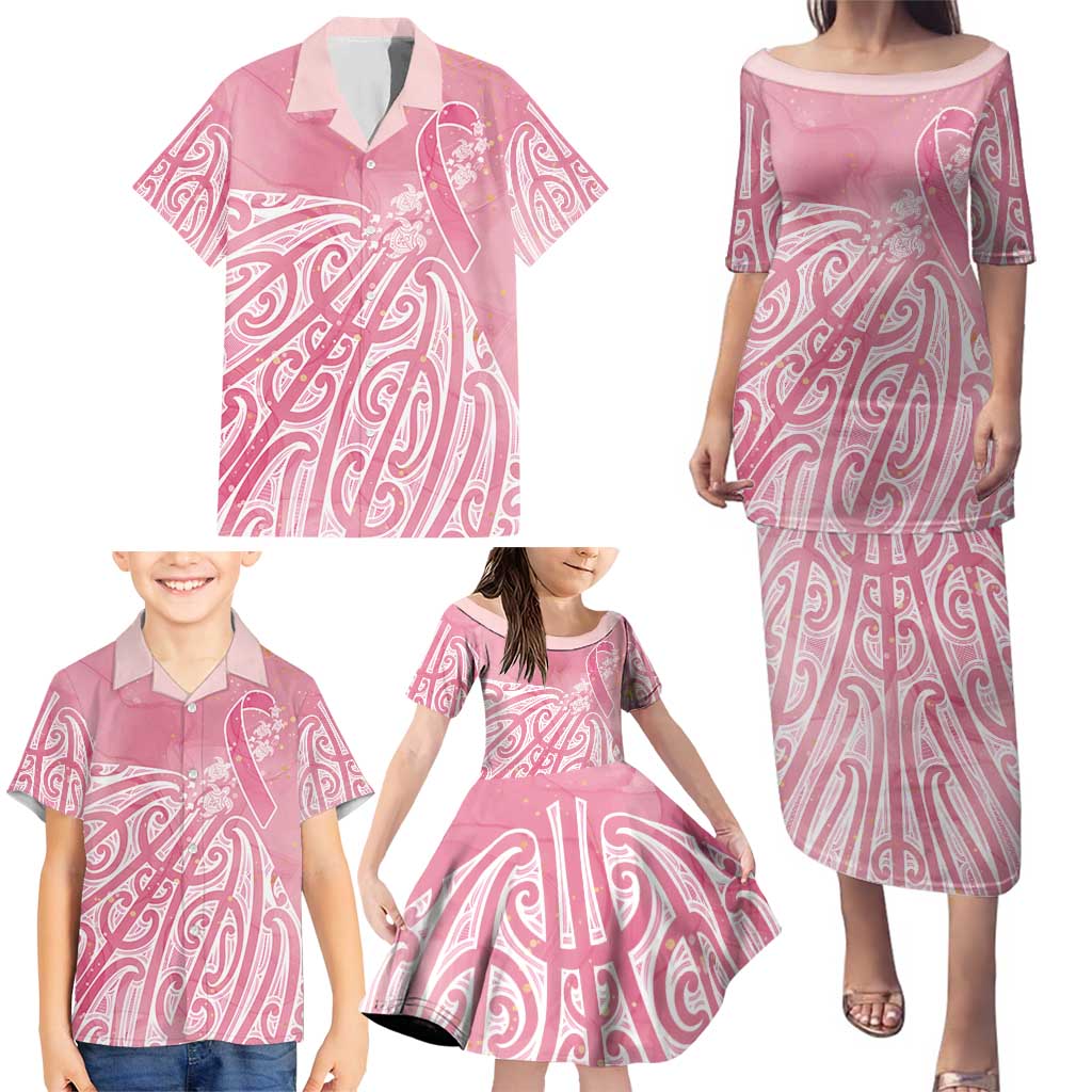 Breast Cancer Awareness Maori Family Matching Puletasi and Hawaiian Shirt Kia Kaha Kia Maia Kia Manawanui - Aussie Hoodie