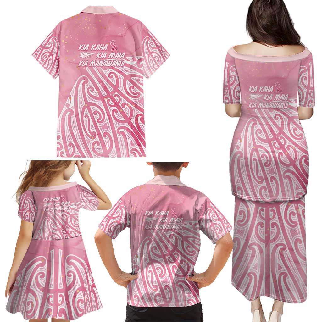 Breast Cancer Awareness Maori Family Matching Puletasi and Hawaiian Shirt Kia Kaha Kia Maia Kia Manawanui - Aussie Hoodie