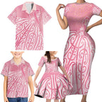 Breast Cancer Awareness Maori Family Matching Short Sleeve Bodycon Dress and Hawaiian Shirt Kia Kaha Kia Maia Kia Manawanui - Aussie Hoodie