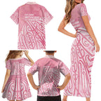 Breast Cancer Awareness Maori Family Matching Short Sleeve Bodycon Dress and Hawaiian Shirt Kia Kaha Kia Maia Kia Manawanui - Aussie Hoodie