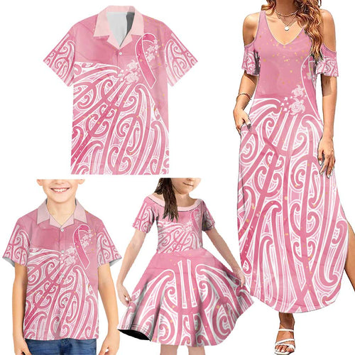 Breast Cancer Awareness Maori Family Matching Summer Maxi Dress and Hawaiian Shirt Kia Kaha Kia Maia Kia Manawanui - Aussie Hoodie