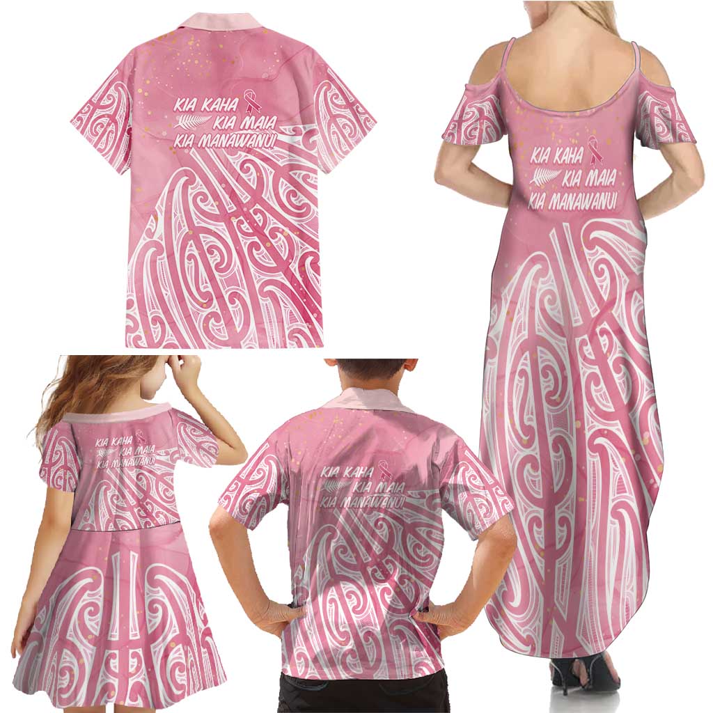 Breast Cancer Awareness Maori Family Matching Summer Maxi Dress and Hawaiian Shirt Kia Kaha Kia Maia Kia Manawanui - Aussie Hoodie