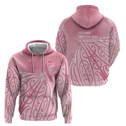 Breast Cancer Awareness Maori Hoodie Kia Kaha Kia Maia Kia Manawanui - Aussie Hoodie