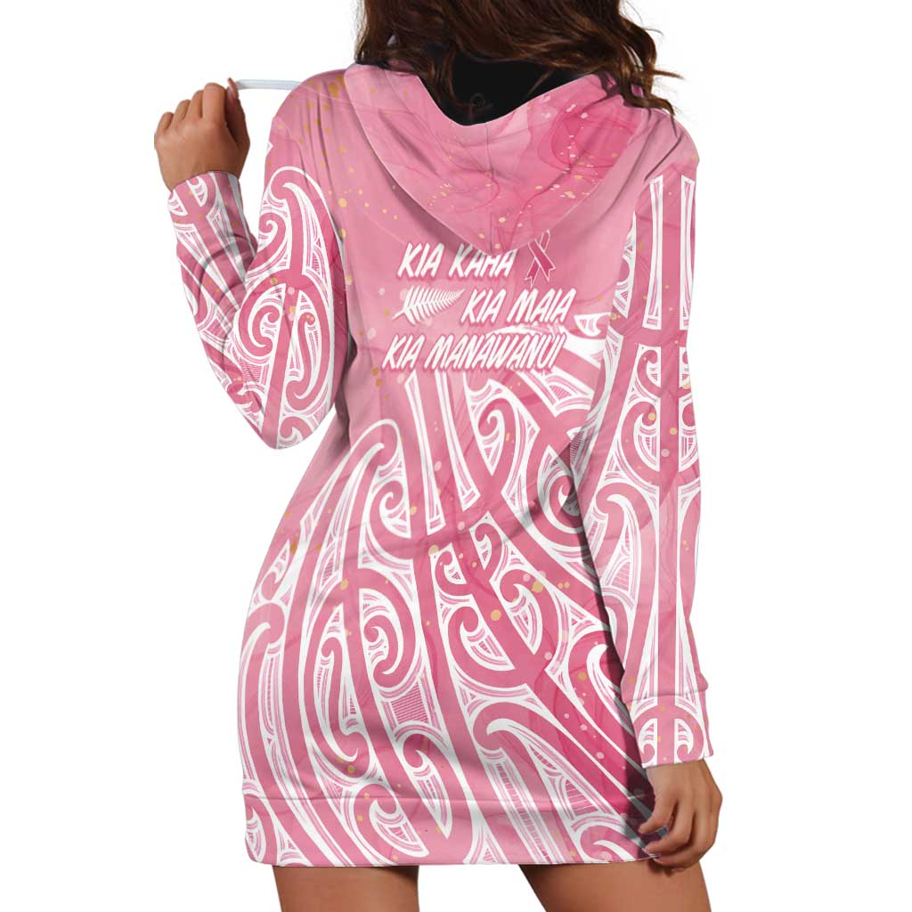 Breast Cancer Awareness Maori Hoodie Dress Kia Kaha Kia Maia Kia Manawanui - Aussie Hoodie