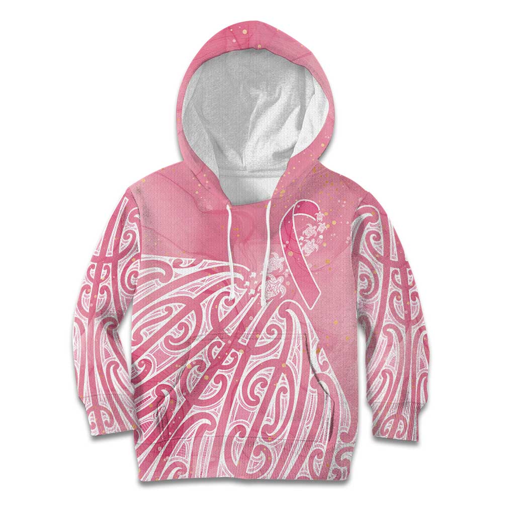 Breast Cancer Awareness Maori Kid Hoodie Kia Kaha Kia Maia Kia Manawanui - Aussie Hoodie