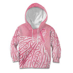 Breast Cancer Awareness Maori Kid Hoodie Kia Kaha Kia Maia Kia Manawanui - Aussie Hoodie