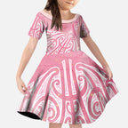 Breast Cancer Awareness Maori Kid Short Sleeve Dress Kia Kaha Kia Maia Kia Manawanui - Aussie Hoodie