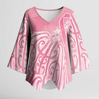 Breast Cancer Awareness Maori Kimono Sleeve Blouse Kia Kaha Kia Maia Kia Manawanui - Aussie Hoodie