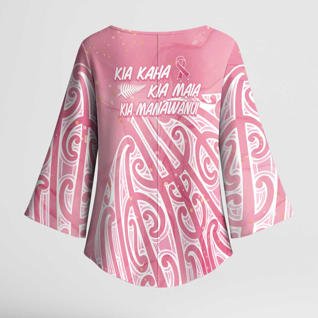 Breast Cancer Awareness Maori Kimono Sleeve Blouse Kia Kaha Kia Maia Kia Manawanui - Aussie Hoodie