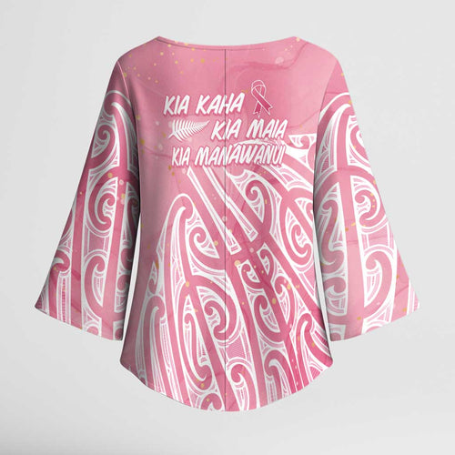 Breast Cancer Awareness Maori Kimono Sleeve Blouse Kia Kaha Kia Maia Kia Manawanui - Aussie Hoodie