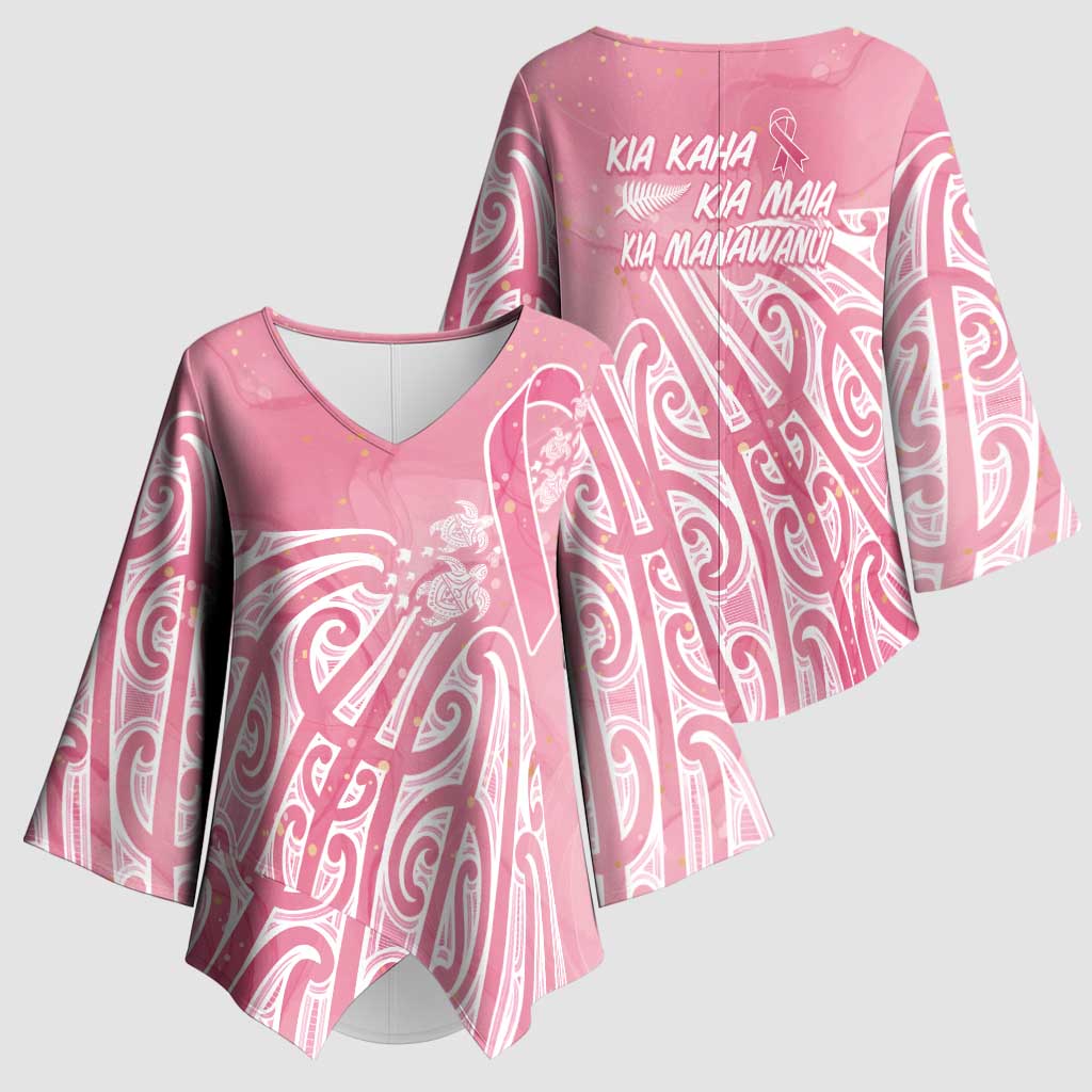 Breast Cancer Awareness Maori Kimono Sleeve Blouse Kia Kaha Kia Maia Kia Manawanui - Aussie Hoodie