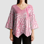 Breast Cancer Awareness Maori Kimono Sleeve Blouse Kia Kaha Kia Maia Kia Manawanui - Aussie Hoodie