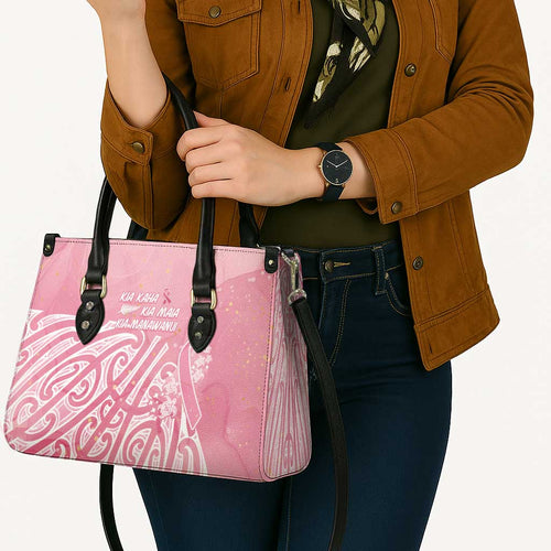 Breast Cancer Awareness Maori Leather Bag Kia Kaha Kia Maia Kia Manawanui - Aussie Hoodie