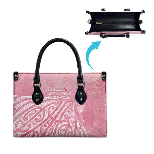 Breast Cancer Awareness Maori Leather Bag Kia Kaha Kia Maia Kia Manawanui - Aussie Hoodie
