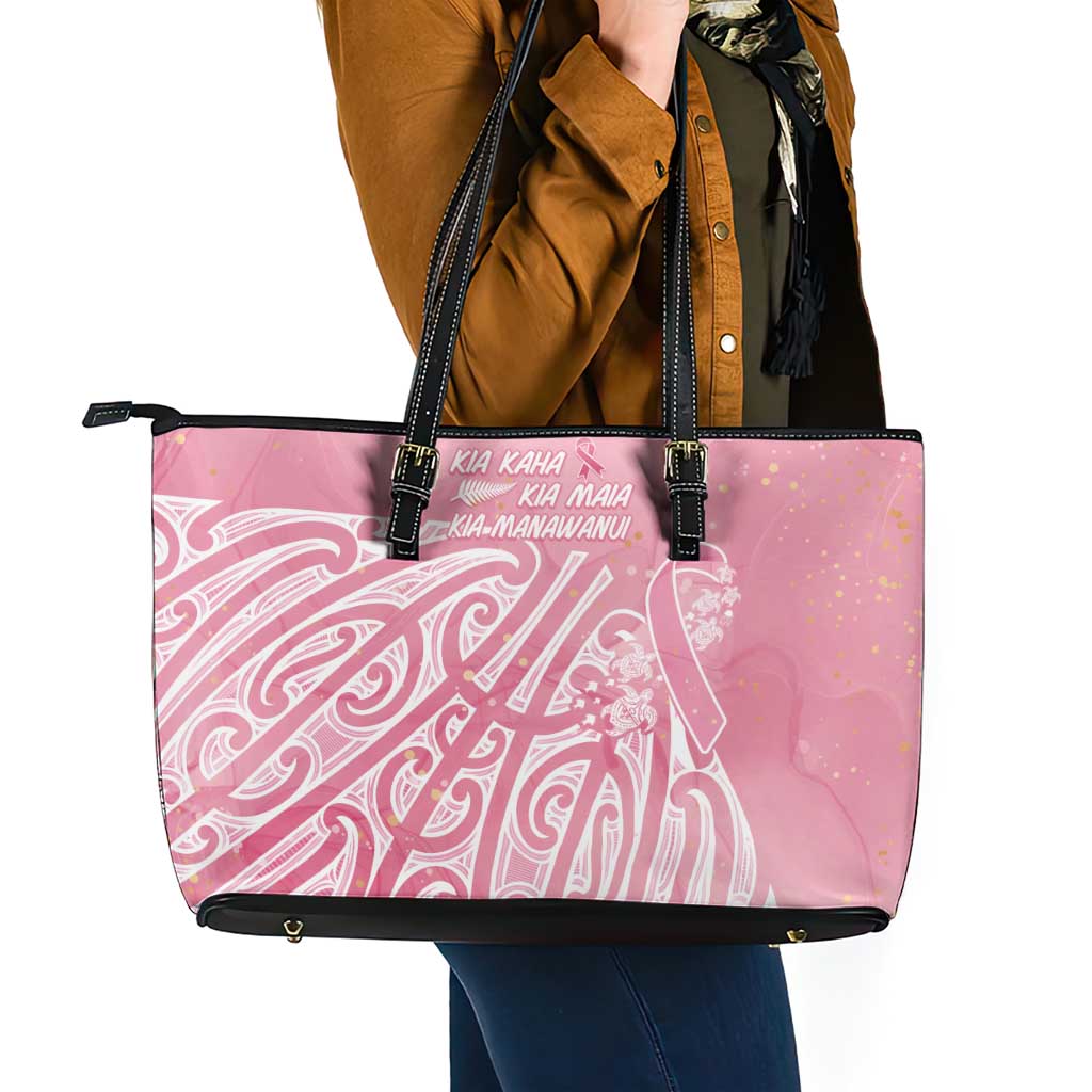 Breast Cancer Awareness Maori Leather Tote Bag Kia Kaha Kia Maia Kia Manawanui - Aussie Hoodie