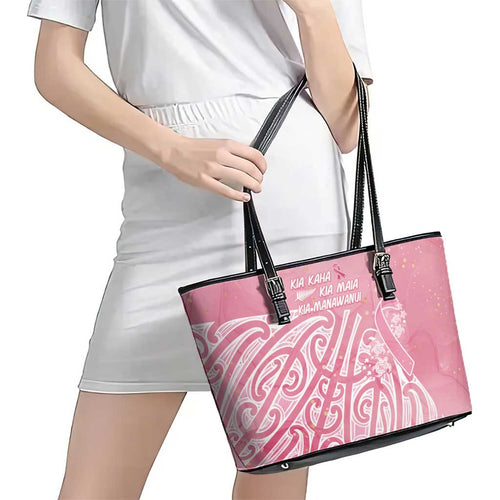 Breast Cancer Awareness Maori Leather Tote Bag Kia Kaha Kia Maia Kia Manawanui - Aussie Hoodie