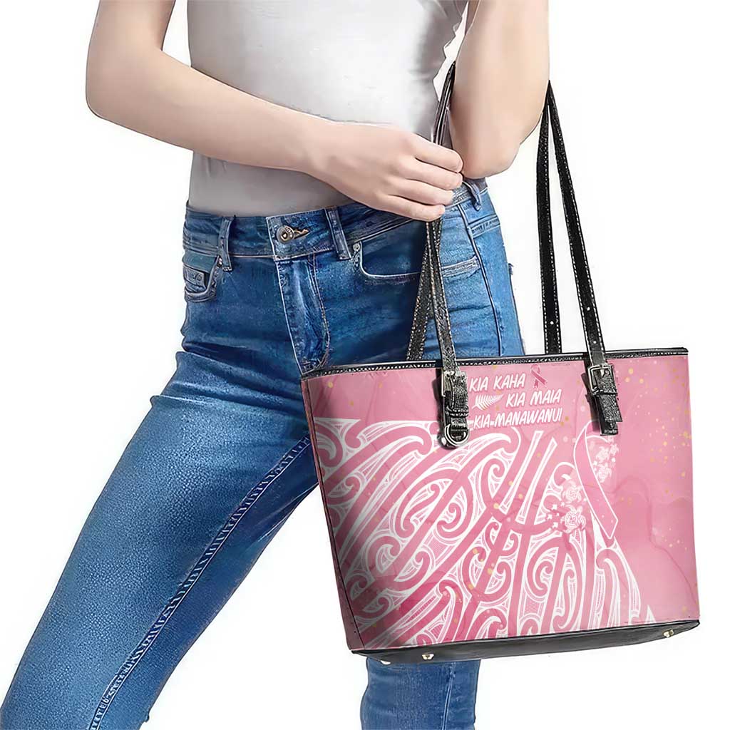 Breast Cancer Awareness Maori Leather Tote Bag Kia Kaha Kia Maia Kia Manawanui - Aussie Hoodie