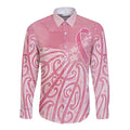Breast Cancer Awareness Maori Long Sleeve Button Shirt Kia Kaha Kia Maia Kia Manawanui - Aussie Hoodie