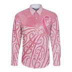 Breast Cancer Awareness Maori Long Sleeve Button Shirt Kia Kaha Kia Maia Kia Manawanui - Aussie Hoodie