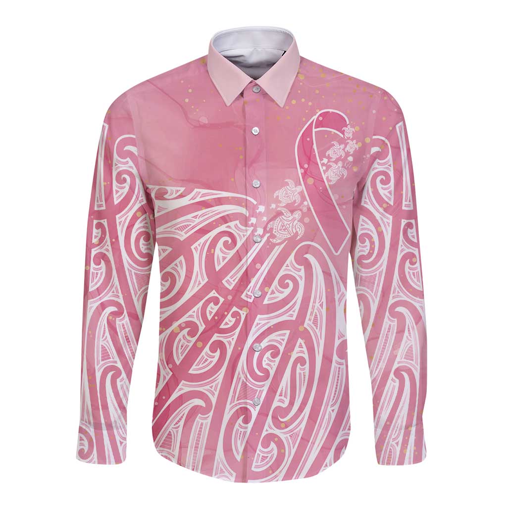 Breast Cancer Awareness Maori Long Sleeve Button Shirt Kia Kaha Kia Maia Kia Manawanui - Aussie Hoodie