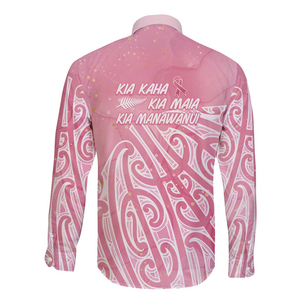 Breast Cancer Awareness Maori Long Sleeve Button Shirt Kia Kaha Kia Maia Kia Manawanui - Aussie Hoodie