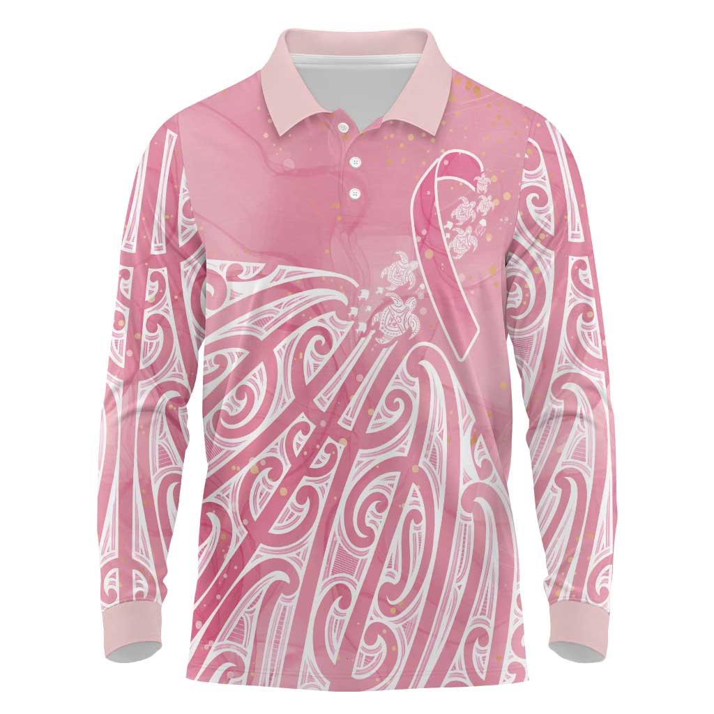 Breast Cancer Awareness Maori Long Sleeve Polo Shirt Kia Kaha Kia Maia Kia Manawanui - Aussie Hoodie