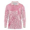 Breast Cancer Awareness Maori Long Sleeve Polo Shirt Kia Kaha Kia Maia Kia Manawanui - Aussie Hoodie