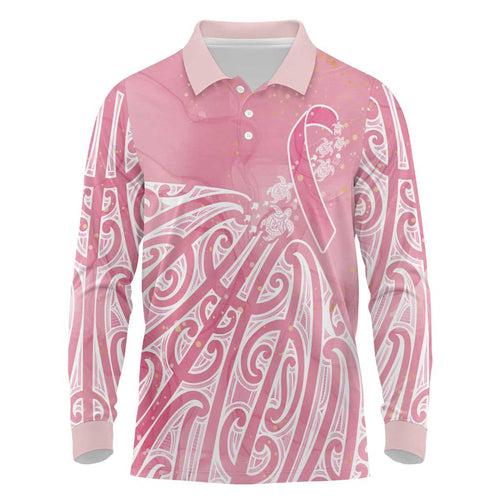 Breast Cancer Awareness Maori Long Sleeve Polo Shirt Kia Kaha Kia Maia Kia Manawanui - Aussie Hoodie
