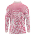 Breast Cancer Awareness Maori Long Sleeve Polo Shirt Kia Kaha Kia Maia Kia Manawanui - Aussie Hoodie