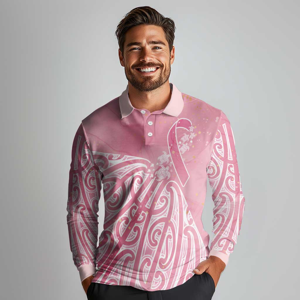 Breast Cancer Awareness Maori Long Sleeve Polo Shirt Kia Kaha Kia Maia Kia Manawanui - Aussie Hoodie