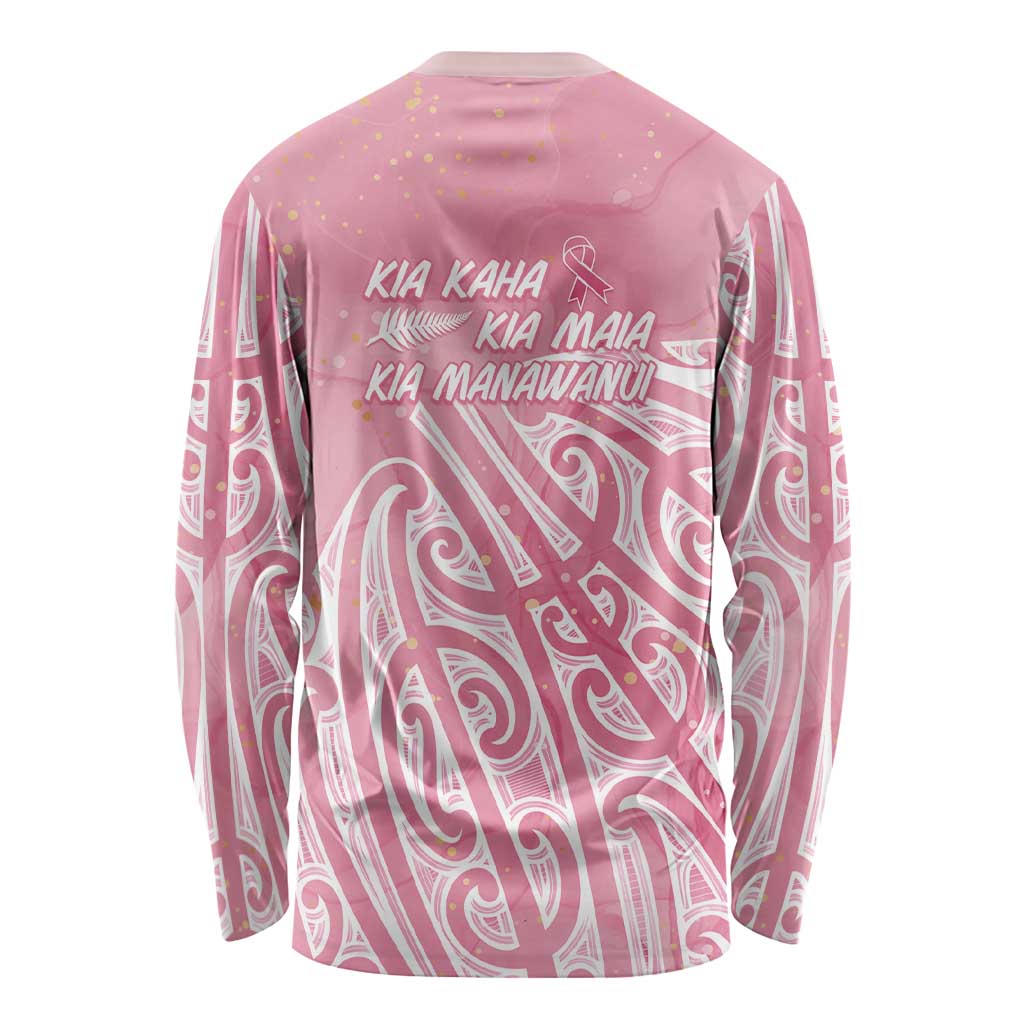Breast Cancer Awareness Maori Long Sleeve Shirt Kia Kaha Kia Maia Kia Manawanui - Aussie Hoodie