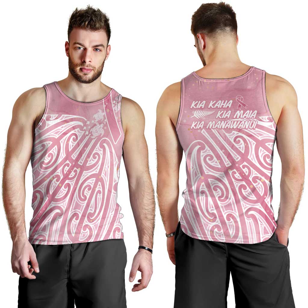 Breast Cancer Awareness Maori Men Tank Top Kia Kaha Kia Maia Kia Manawanui - Aussie Hoodie