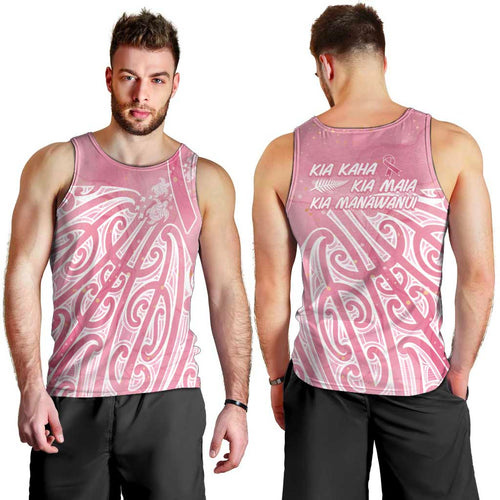 Breast Cancer Awareness Maori Men Tank Top Kia Kaha Kia Maia Kia Manawanui - Aussie Hoodie
