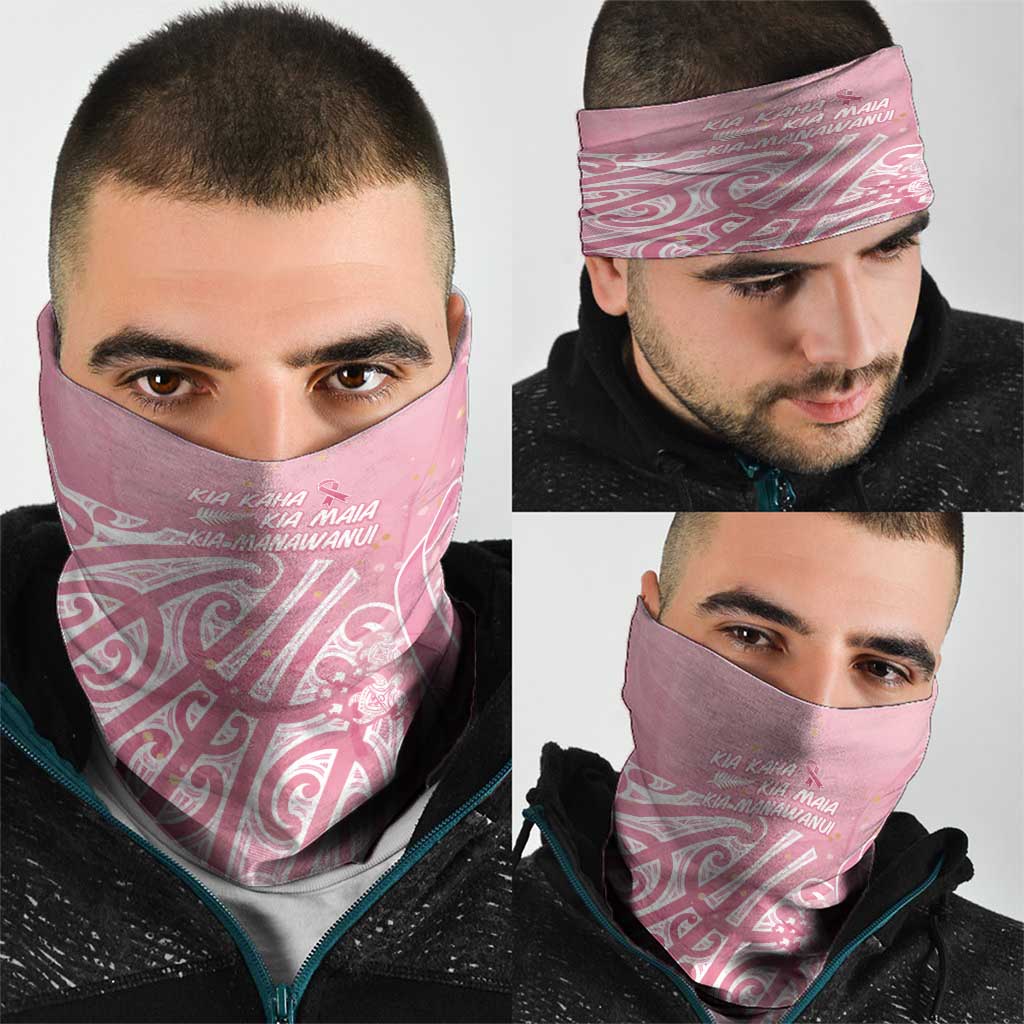 Breast Cancer Awareness Maori Neck Gaiter Kia Kaha Kia Maia Kia Manawanui - Aussie Hoodie