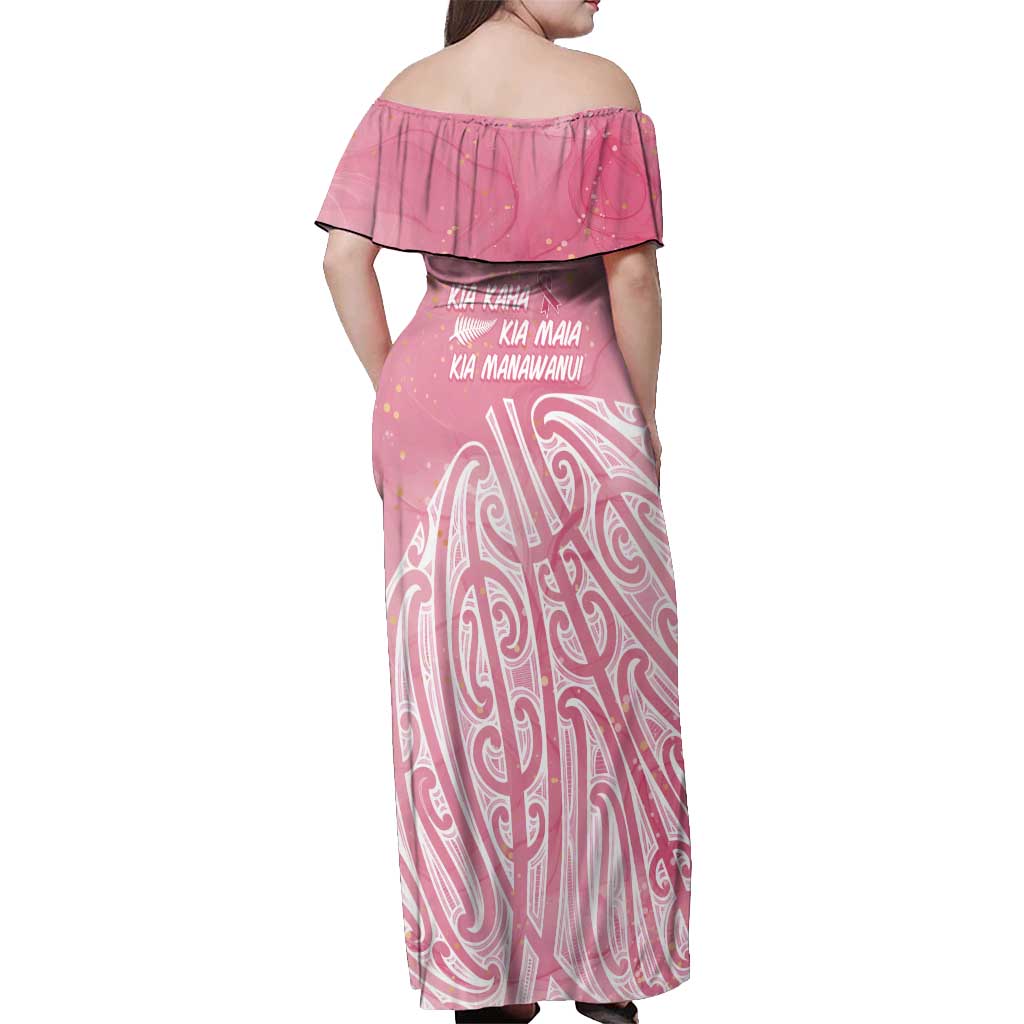 Breast Cancer Awareness Maori Off Shoulder Maxi Dress Kia Kaha Kia Maia Kia Manawanui - Aussie Hoodie