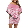 Breast Cancer Awareness Maori Off Shoulder Short Dress Kia Kaha Kia Maia Kia Manawanui - Aussie Hoodie