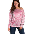 Breast Cancer Awareness Maori Off Shoulder Sweater Kia Kaha Kia Maia Kia Manawanui - Aussie Hoodie