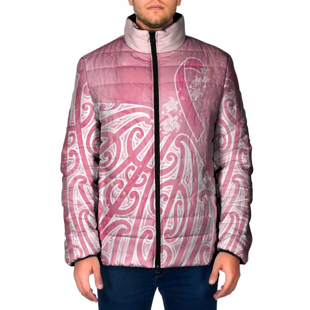 Breast Cancer Awareness Maori Padded Jacket Kia Kaha Kia Maia Kia Manawanui - Aussie Hoodie