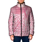 Breast Cancer Awareness Maori Padded Jacket Kia Kaha Kia Maia Kia Manawanui - Aussie Hoodie