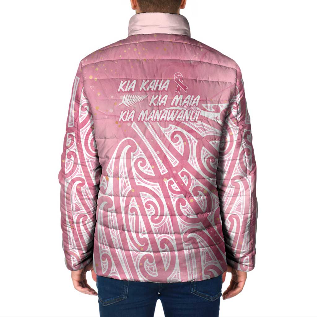 Breast Cancer Awareness Maori Padded Jacket Kia Kaha Kia Maia Kia Manawanui - Aussie Hoodie