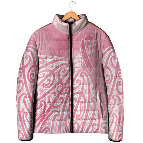 Breast Cancer Awareness Maori Padded Jacket Kia Kaha Kia Maia Kia Manawanui - Aussie Hoodie