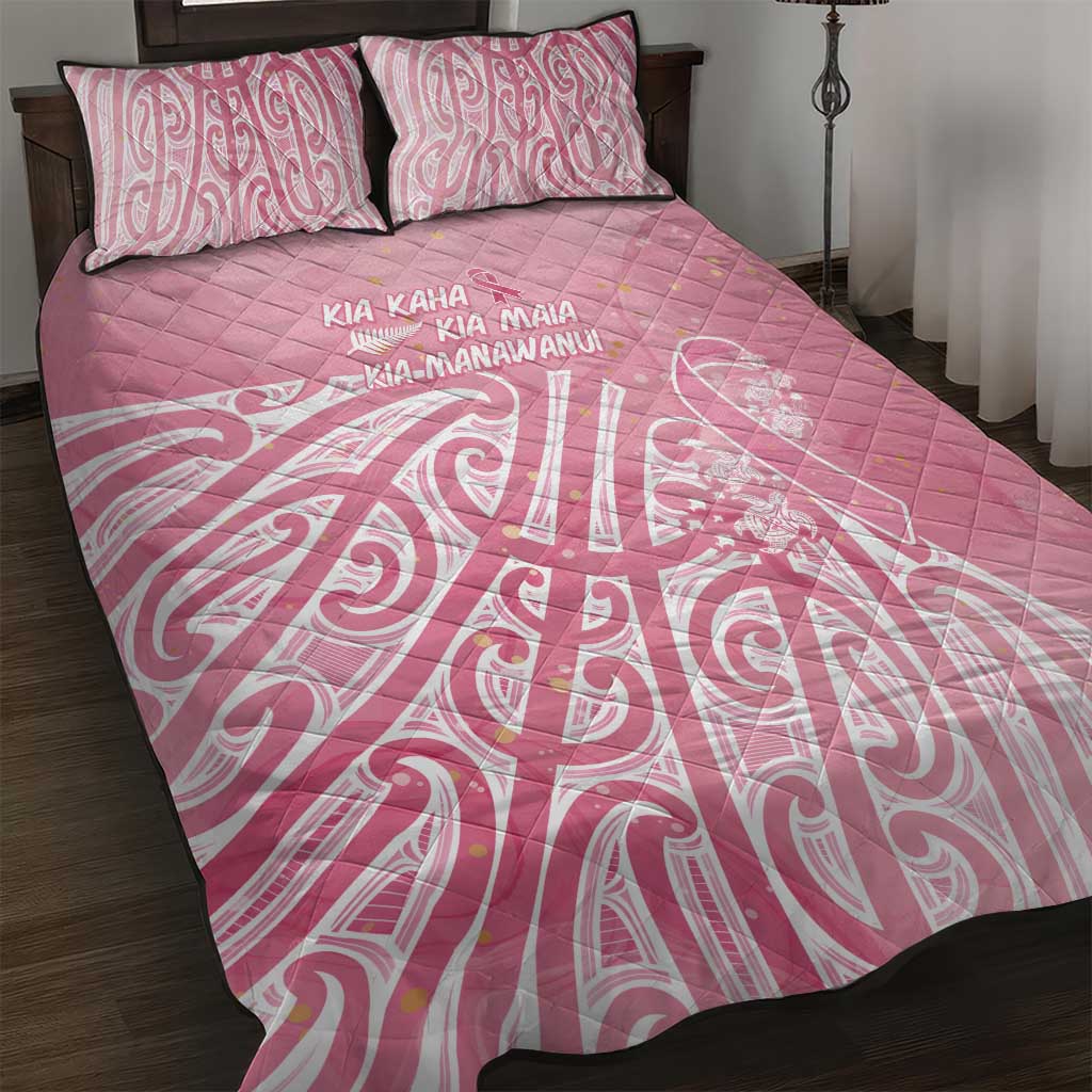 Breast Cancer Awareness Maori Quilt Bed Set Kia Kaha Kia Maia Kia Manawanui - Aussie Hoodie